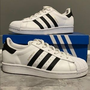 Adidas black and white superstar shoes